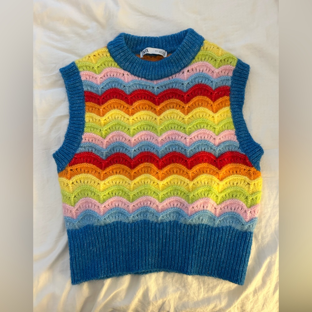 Zara Rainbow Knit Sweater Vest